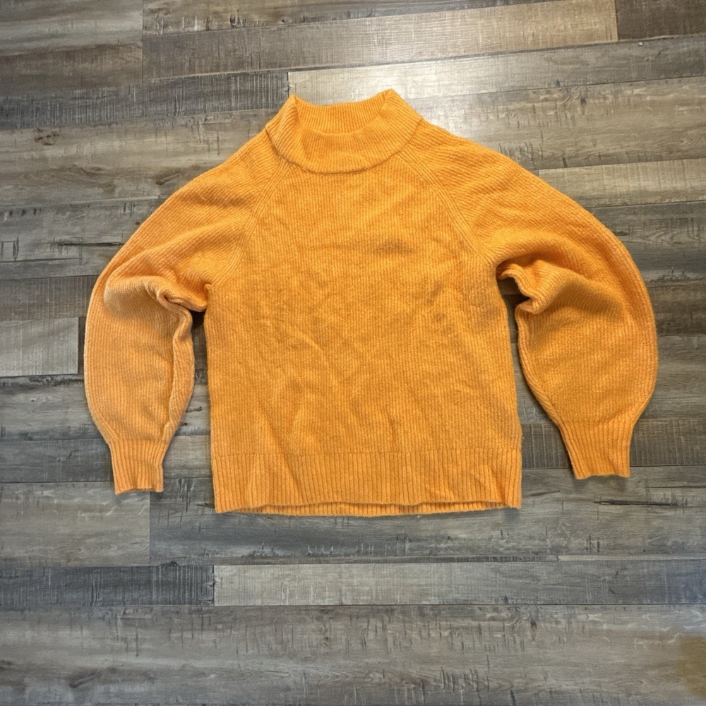 Gap Forever Cozy Ribbed Crewneck Sweater Mango Orange Sz XS